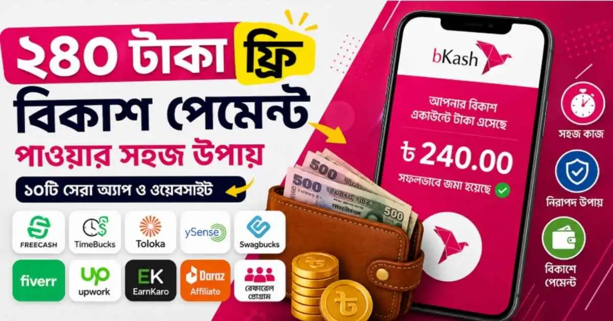 ২৪০ টাকা ফ্রী বিকাশ পেমেন্ট