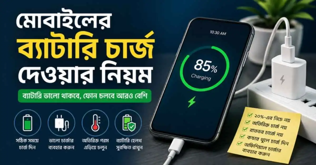মোবাইলের ব্যাটারি চার্জ দেওয়ার নিয়ম