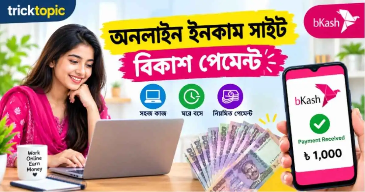 অনলাইন ইনকাম সাইট বিকাশ পেমেন্ট