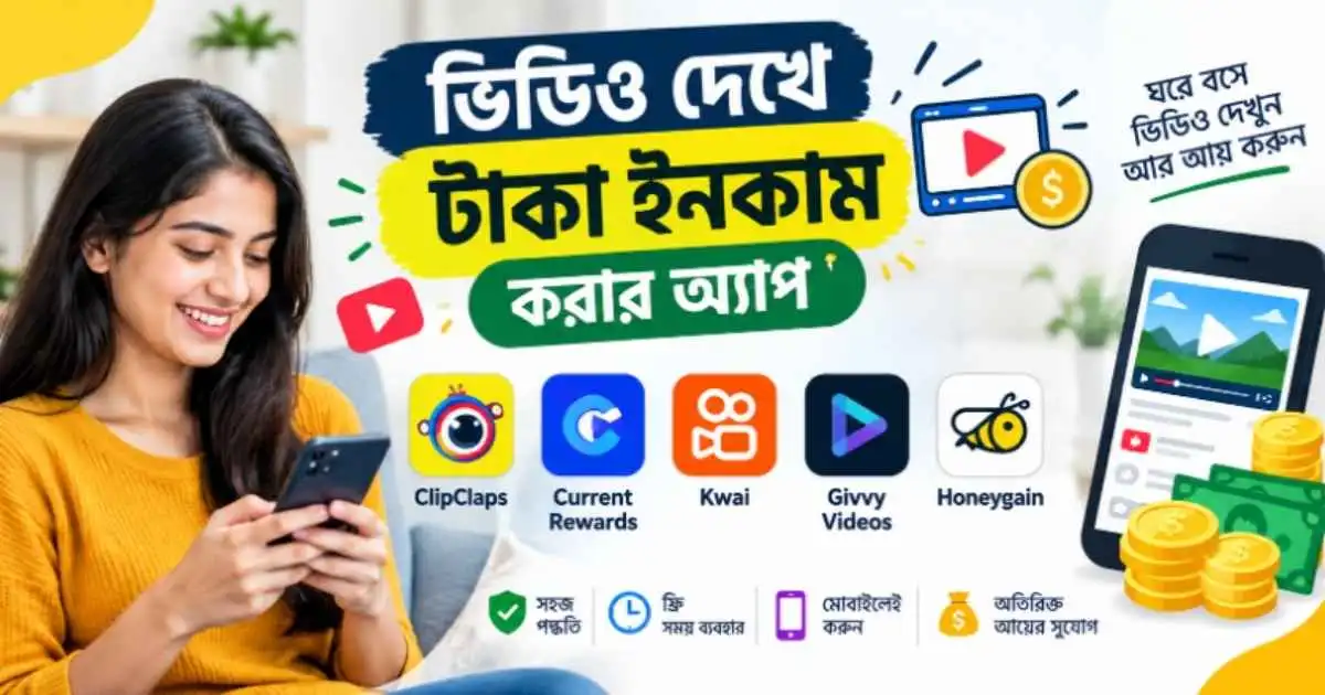 ভিডিও দেখে টাকা ইনকাম করার অ্যাপ ও সাইট